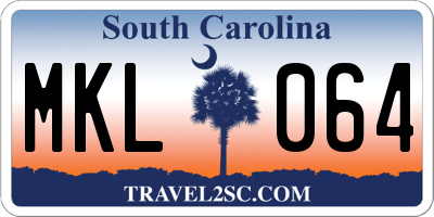 SC license plate MKL064