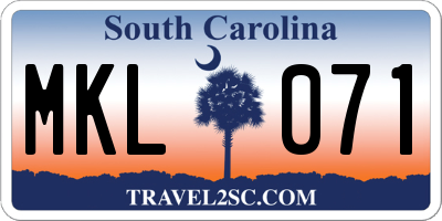 SC license plate MKL071