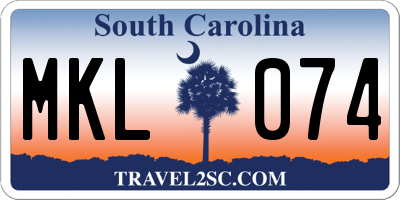 SC license plate MKL074