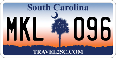 SC license plate MKL096