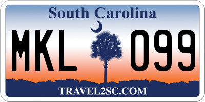 SC license plate MKL099