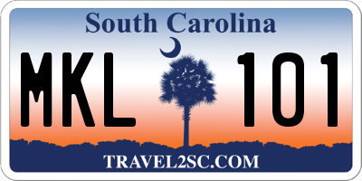 SC license plate MKL101