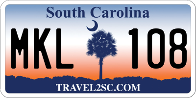 SC license plate MKL108
