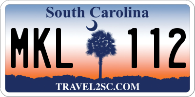 SC license plate MKL112