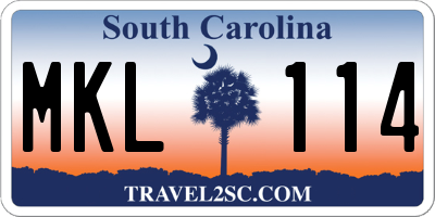 SC license plate MKL114