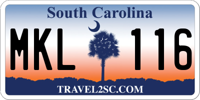 SC license plate MKL116