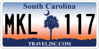 SC license plate MKL117