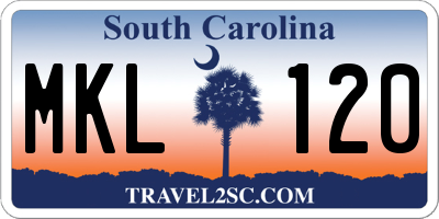 SC license plate MKL120