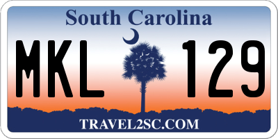SC license plate MKL129