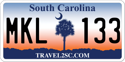 SC license plate MKL133