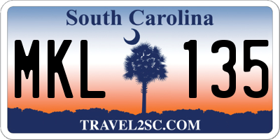 SC license plate MKL135