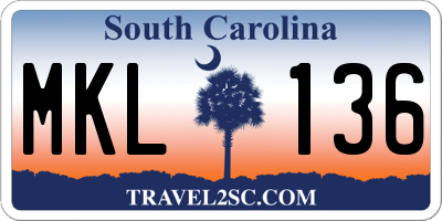 SC license plate MKL136