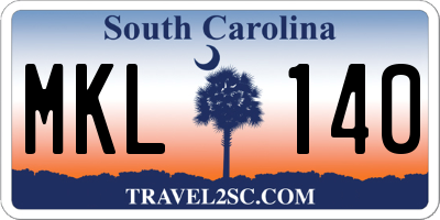 SC license plate MKL140