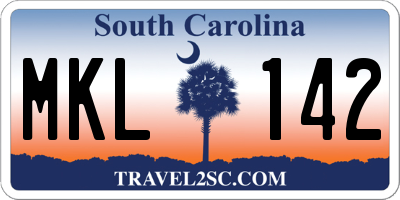 SC license plate MKL142