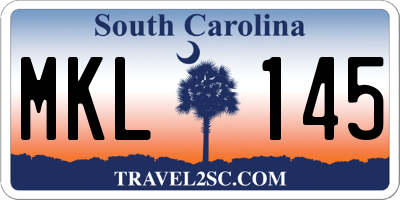 SC license plate MKL145