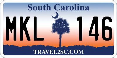SC license plate MKL146