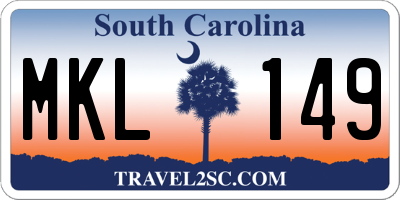 SC license plate MKL149