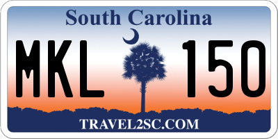 SC license plate MKL150