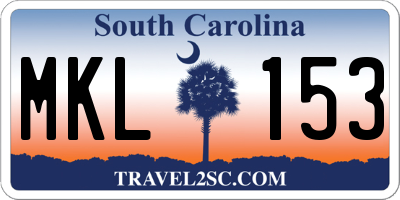 SC license plate MKL153