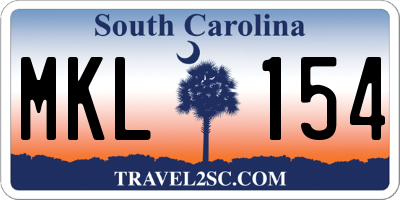 SC license plate MKL154