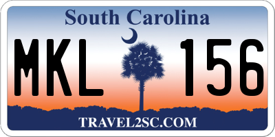 SC license plate MKL156