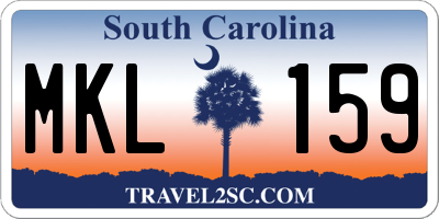 SC license plate MKL159