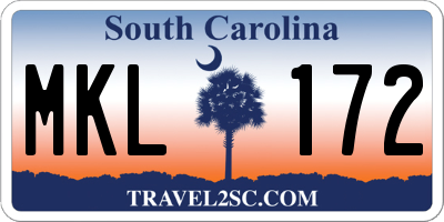 SC license plate MKL172