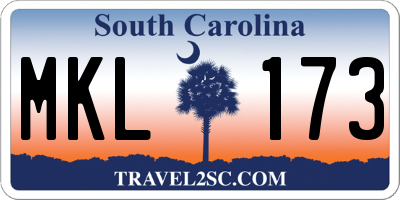 SC license plate MKL173