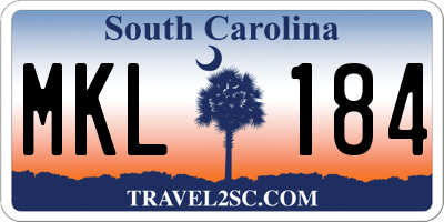 SC license plate MKL184