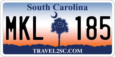 SC license plate MKL185