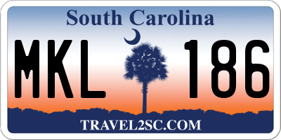SC license plate MKL186