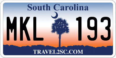 SC license plate MKL193