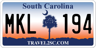SC license plate MKL194