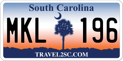 SC license plate MKL196