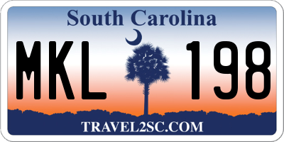 SC license plate MKL198