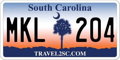 SC license plate MKL204