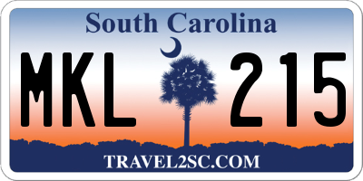 SC license plate MKL215