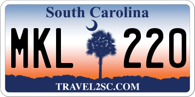 SC license plate MKL220