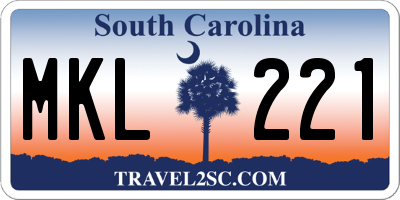 SC license plate MKL221