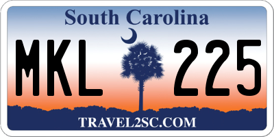 SC license plate MKL225