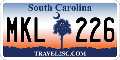 SC license plate MKL226