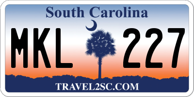 SC license plate MKL227