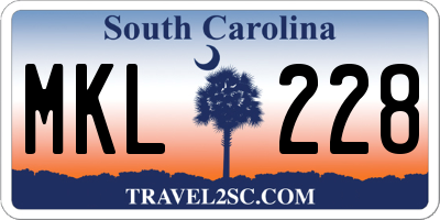 SC license plate MKL228