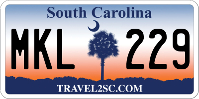 SC license plate MKL229