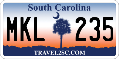 SC license plate MKL235