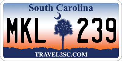 SC license plate MKL239