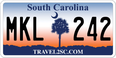 SC license plate MKL242