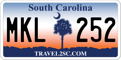 SC license plate MKL252