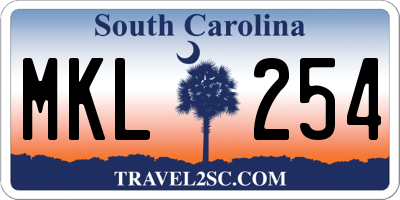 SC license plate MKL254