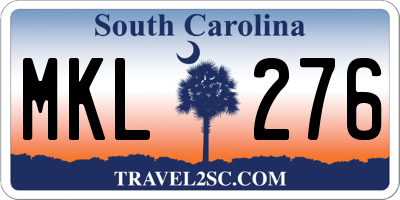 SC license plate MKL276